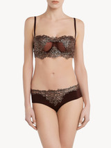 Brown underwired bra with metallic macramé_1