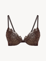 Brown push-up bra with copper macramé_0