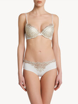 Off-white push-up bra with metallic macramé_0