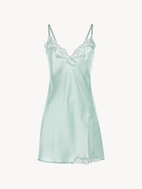 Mint green silk slip with macramé_0
