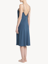 Cornflower blue viscose short nightgown with tulle_2