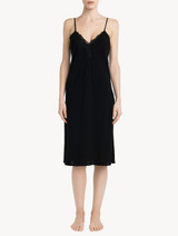 Black viscose short nightgown with tulle_1