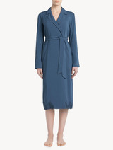 Cornflower blue viscose short robe with tulle_1