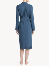 Cornflower blue viscose short robe with tulle_2