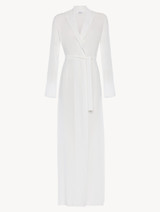 Off-white viscose long robe with tulle_0