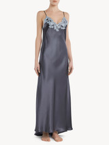 Grey silk long nightgown with lurex frastaglio_1