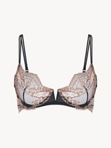Dark grey and pink embroidered tulle underwired bra_0