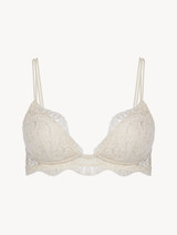 Off-white embroidered tulle triangle V-bra_0