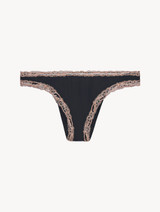 Dark grey and pink embroidered tulle Brazilian brief_0