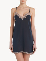 Dark grey and pink tulle and silk-georgette slip_1