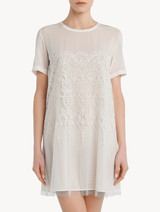 Off-white tulle and silk-georgette short nightgown_1
