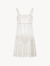 Off-white embroidered short slip and thong set_0