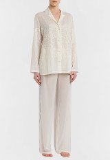 Off-white tulle and silk-georgette pyjamas_1