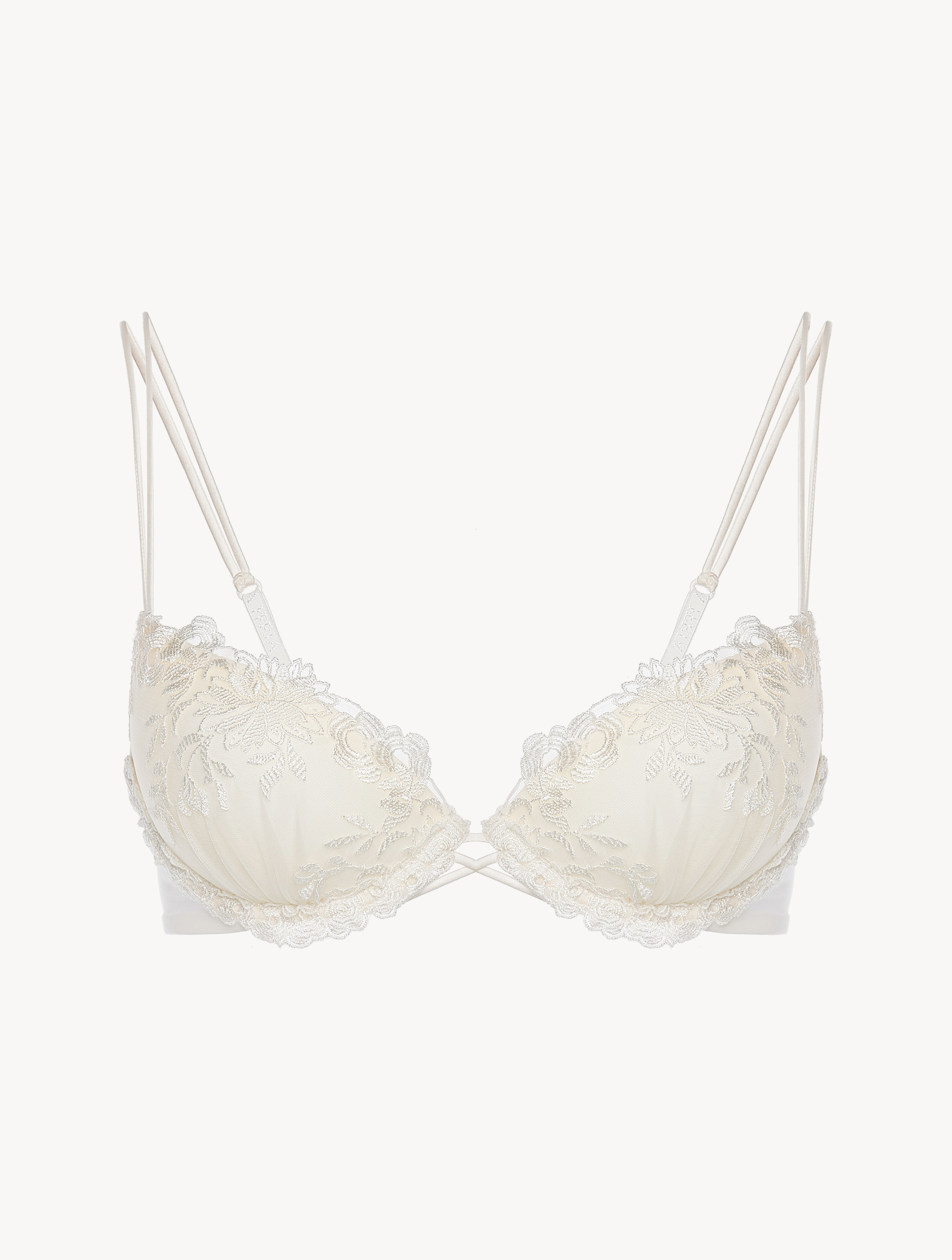 Lycra Underwired Bra in White with Embroidered Tulle | La Perla