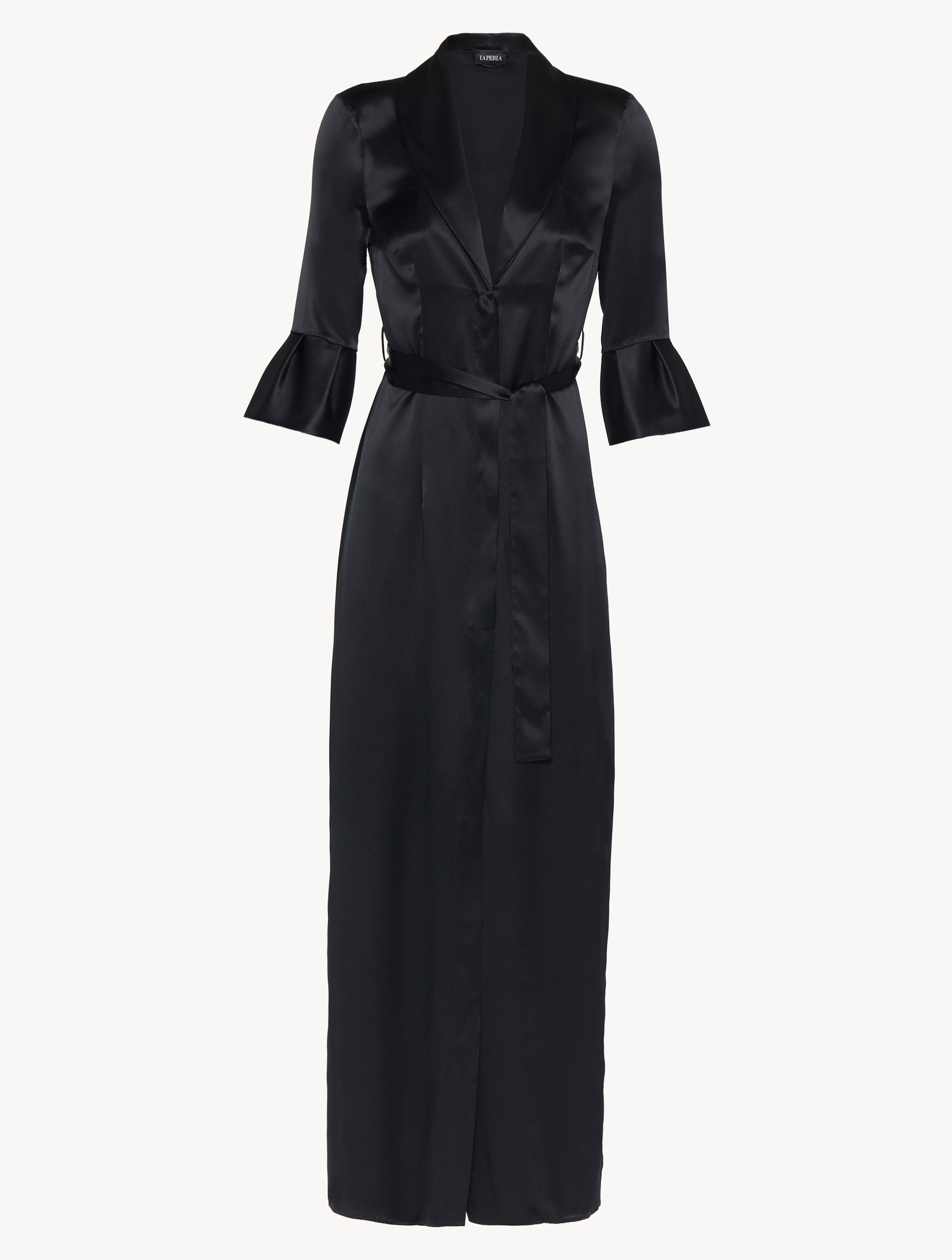 Black silk long robe