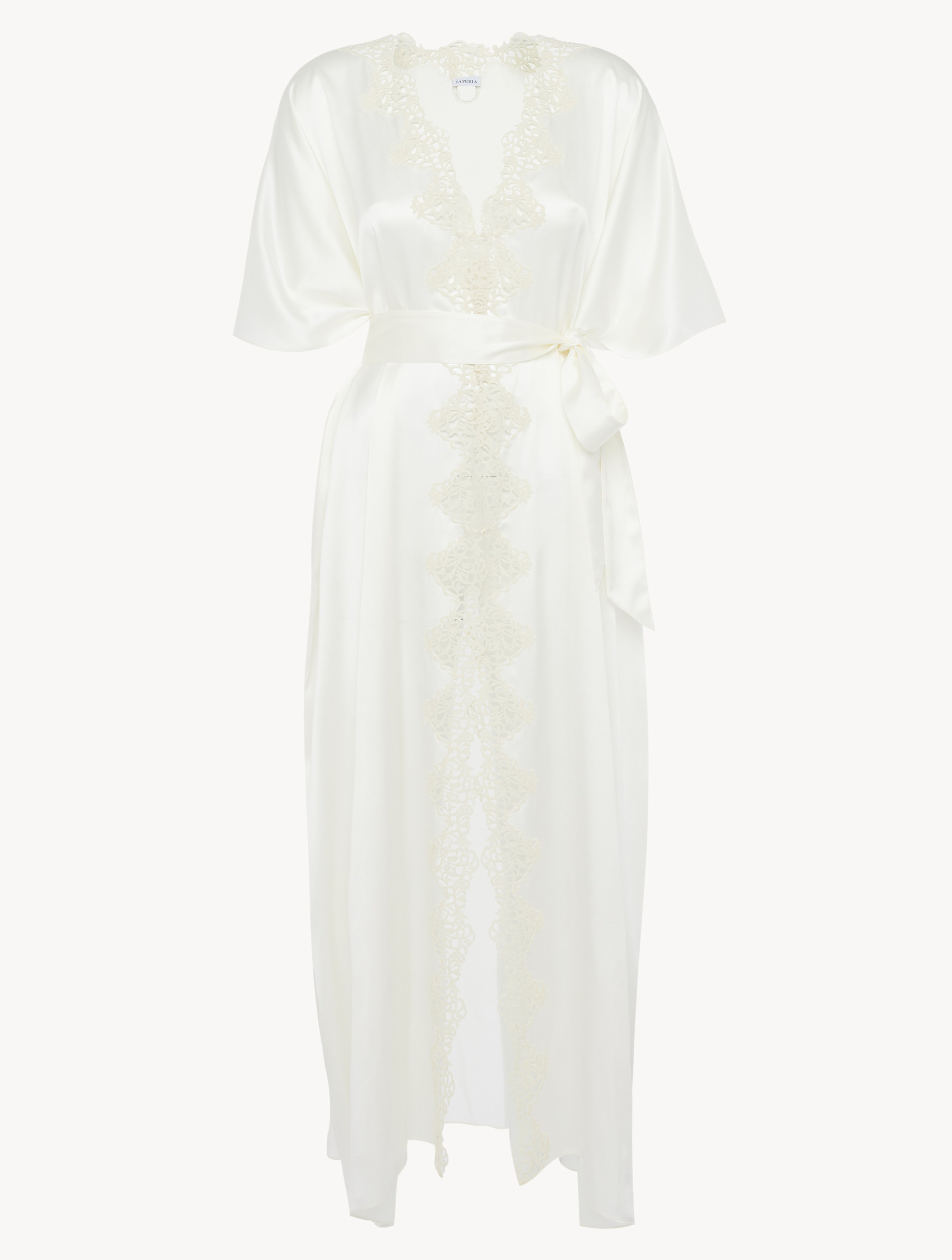 White silk long robe