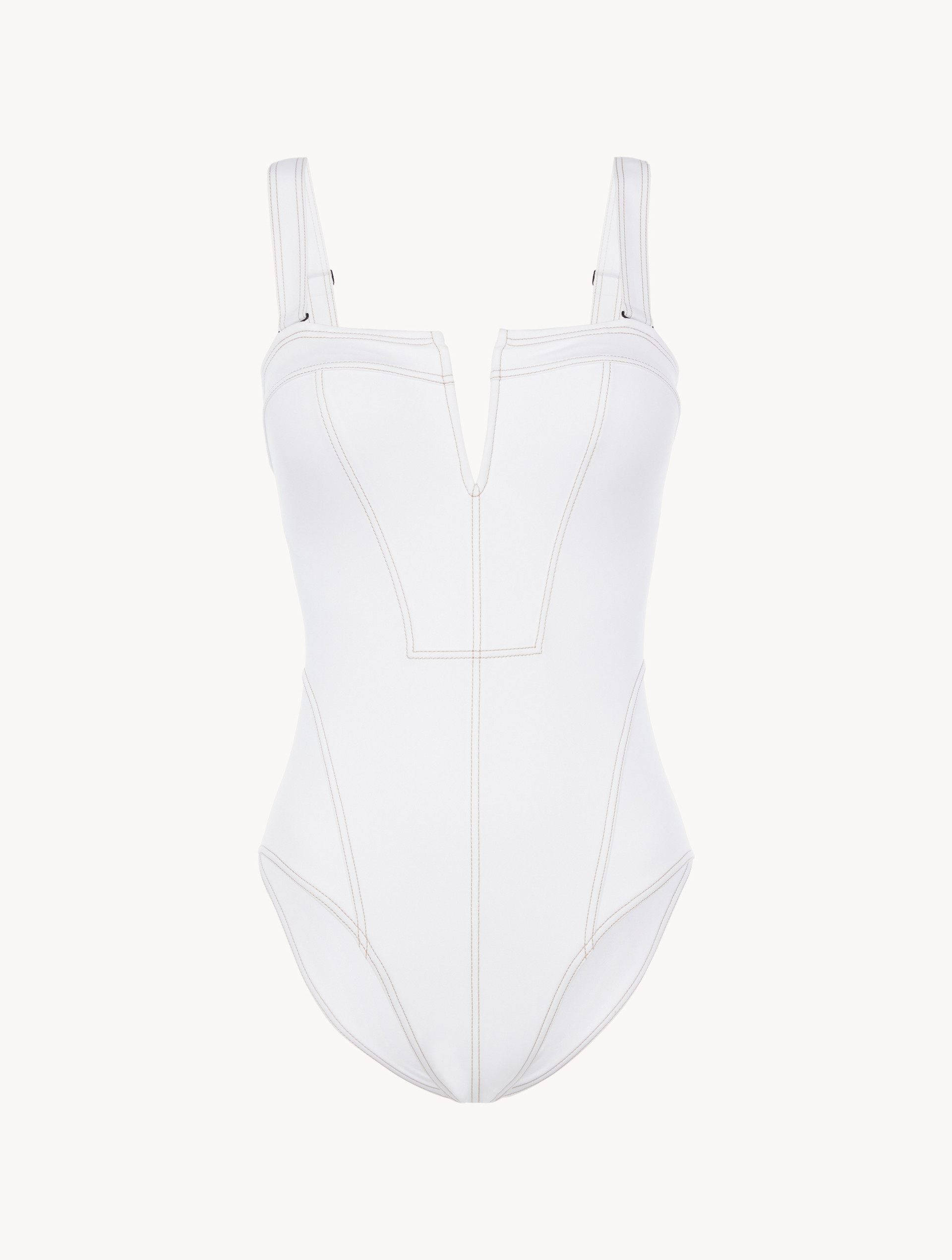 White Shell Corset Cutout Swimsuit