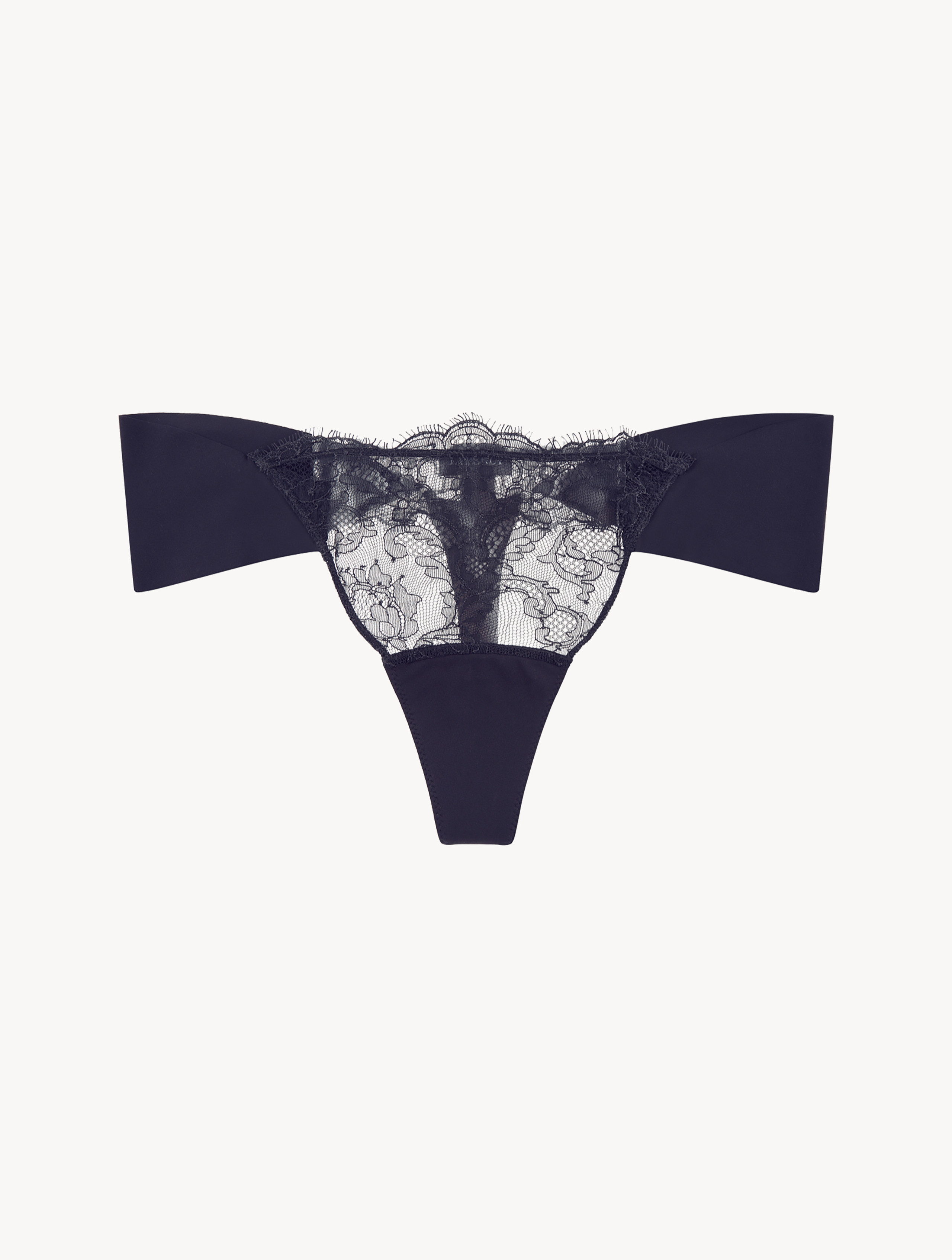 Luxury Lycra Thong in Black with Chantilly Lace | La Perla