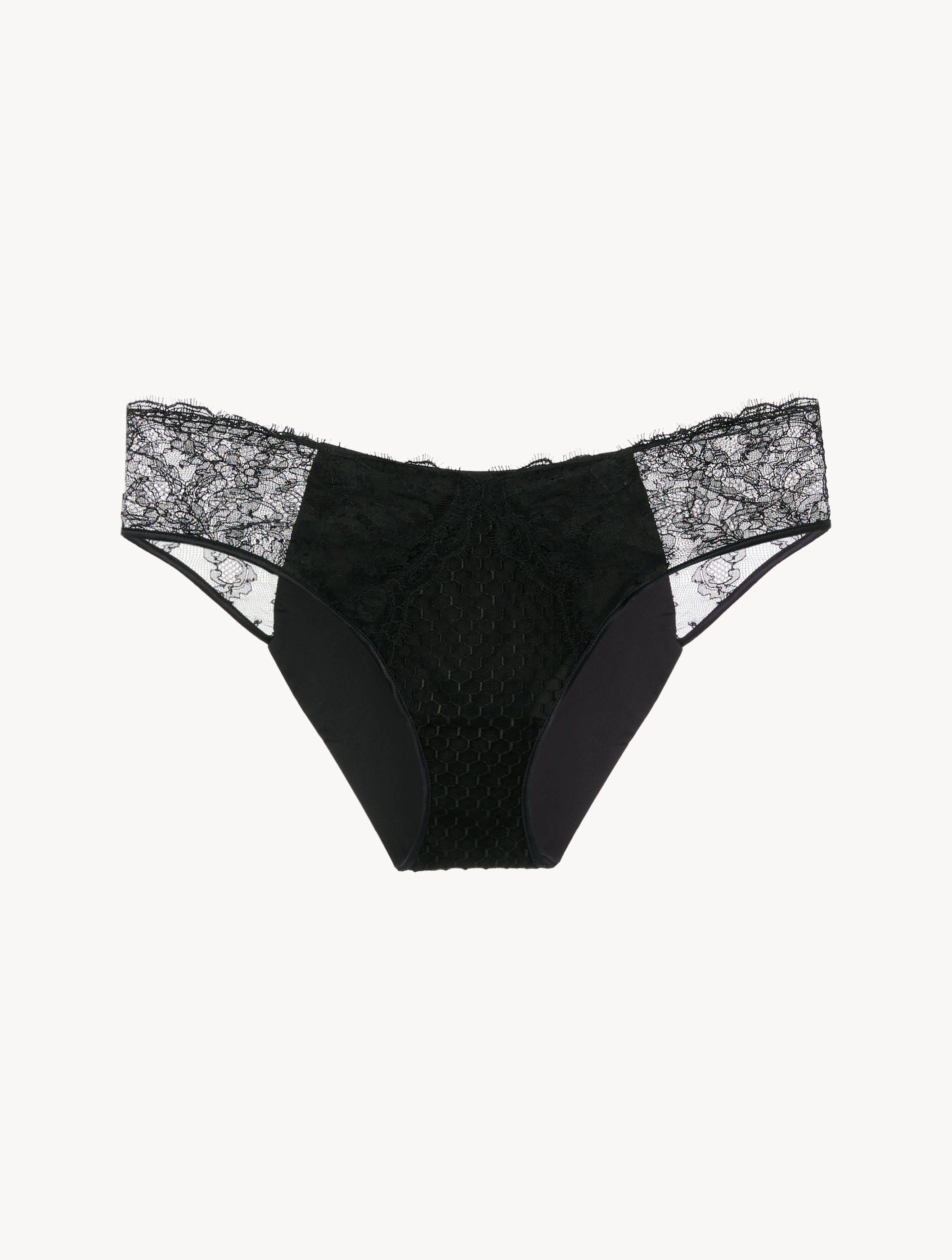 Luxury Leavers Lace Medium Panties in Black La Perla