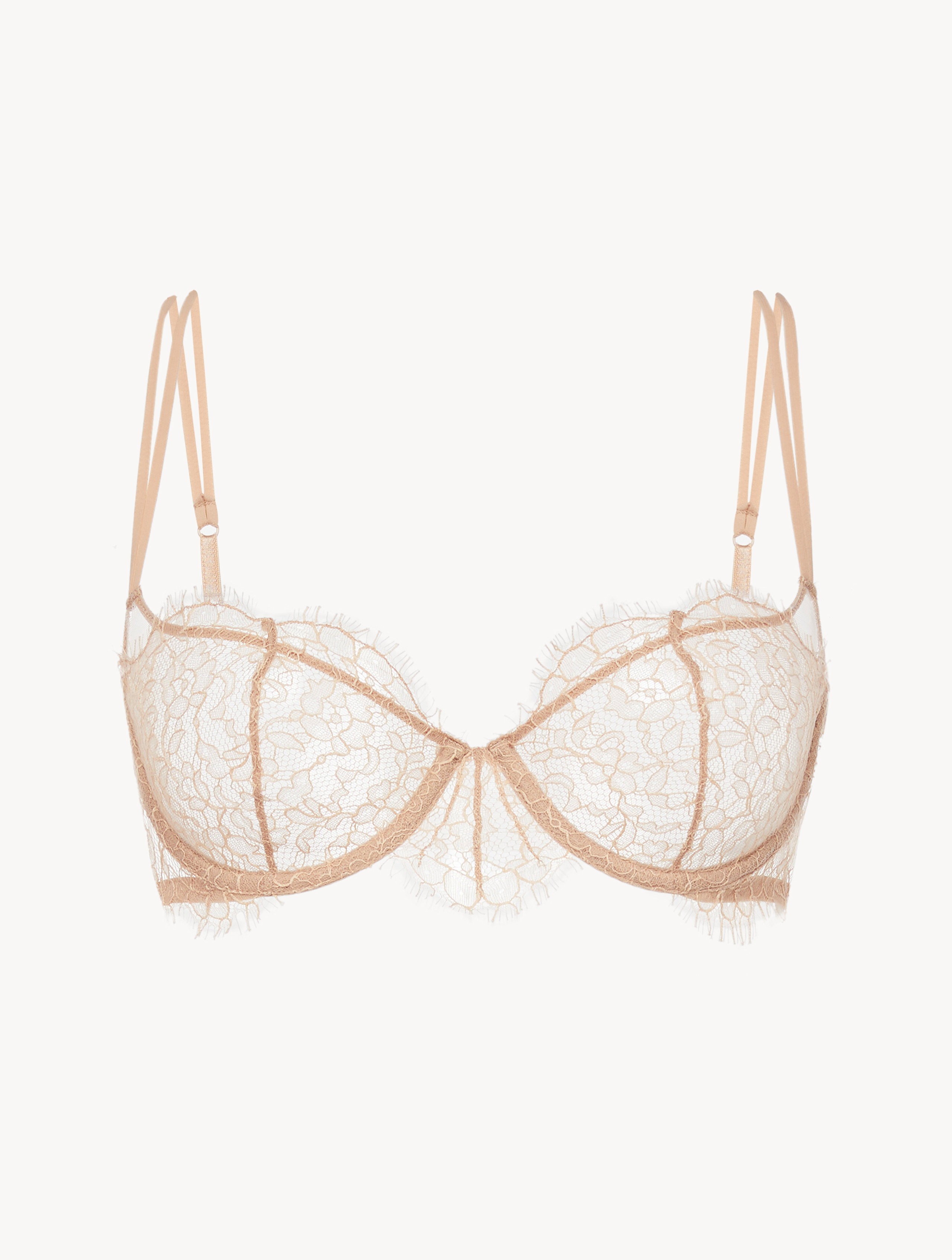 Underwired Bra in beige Lycra with embroidered tulle - La Perla - US