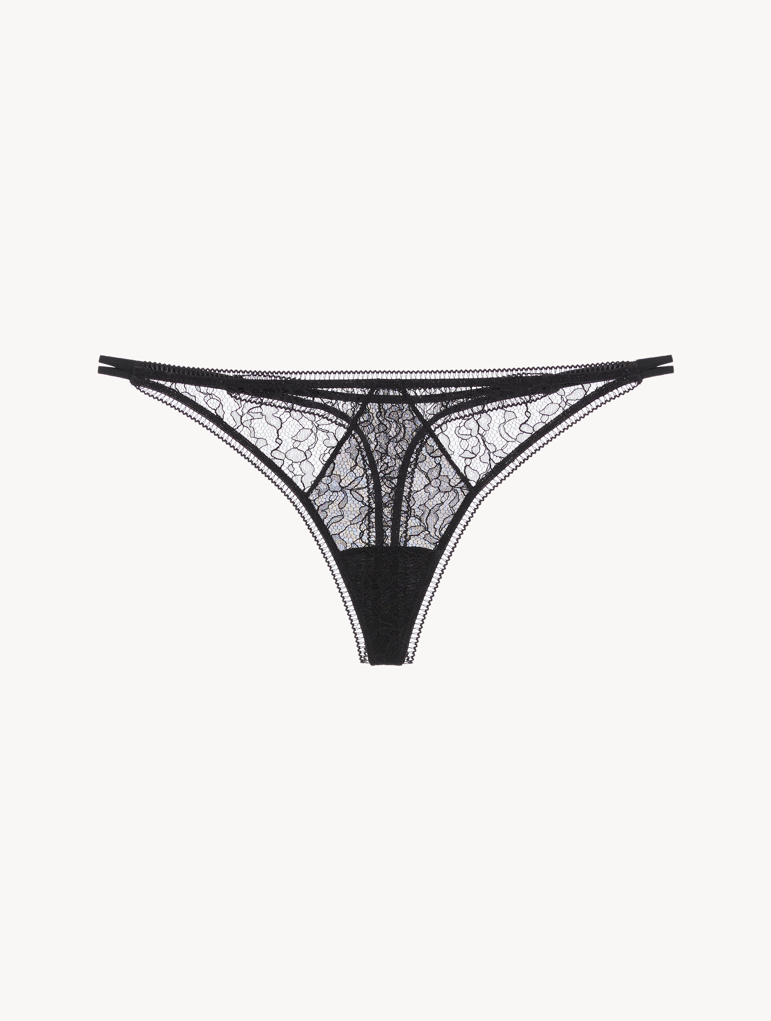 Black thong with macramé - La Perla - US