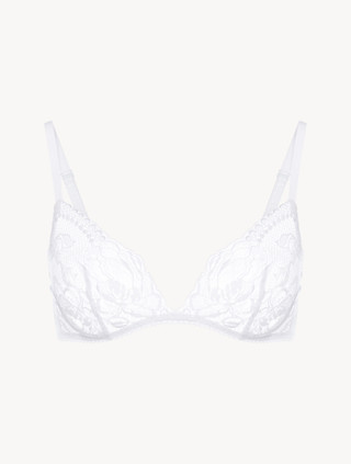 Luxury Silk Triangle Bra in Black with Ivory Frastaglio | La Perla