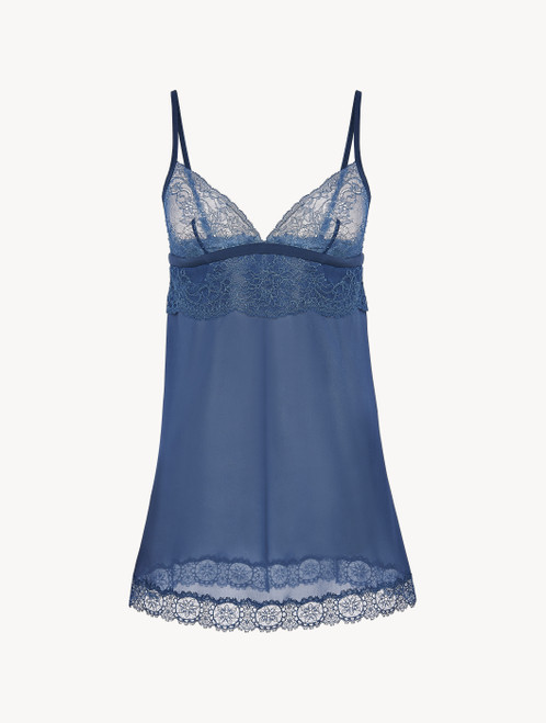 Cornflower blue Leavers lace slip_0