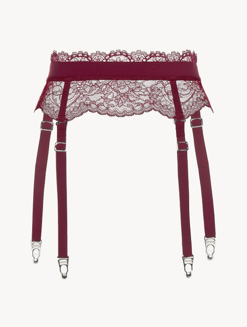 Cranberry Leavers lace suspender belt_4