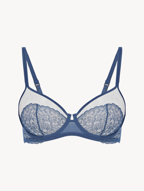 Cornflower blue Leavers lace underwired bra_3