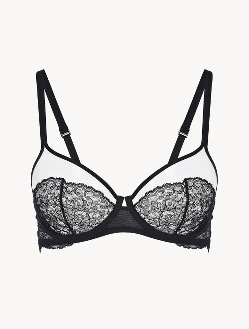 Black sheer Leavers lace underwired bra_0