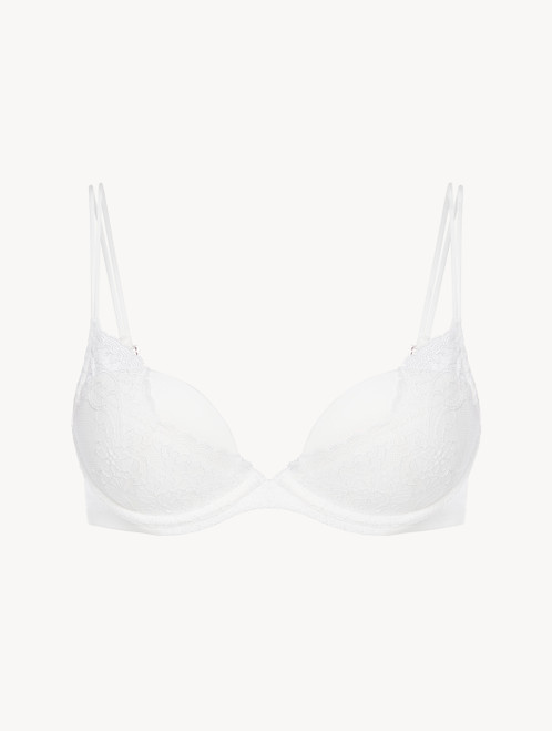Soft white Leavers lace push-up bra_0