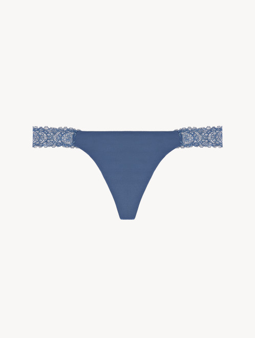 Cornflower blue Leavers lace thong brief_1