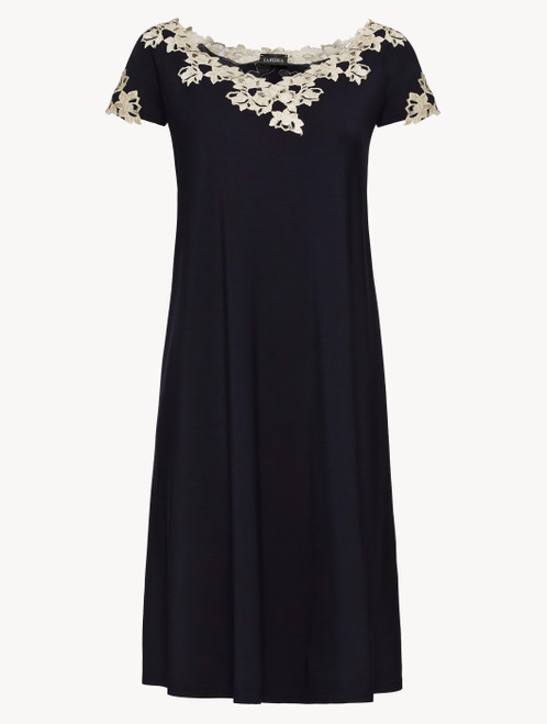 Dark blue jersey short-sleeved nightgown_4