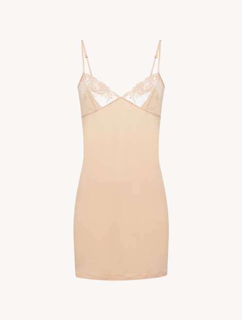 Slip Dress in pink modal jersey with embroidered tulle_1