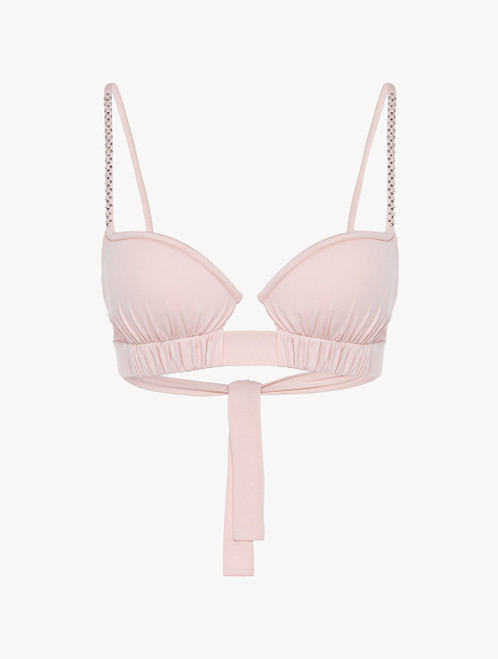 Bikini Top in rose pink with ruched cups_2