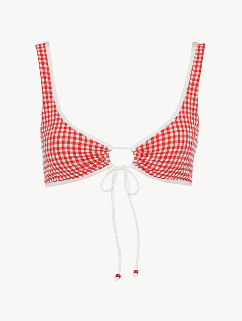 Bikini top in red gingham seersucker_4