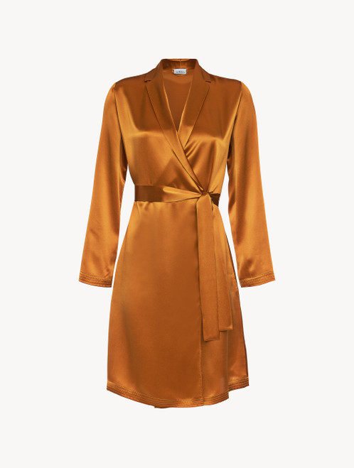 Topaz yellow silk short robe_1