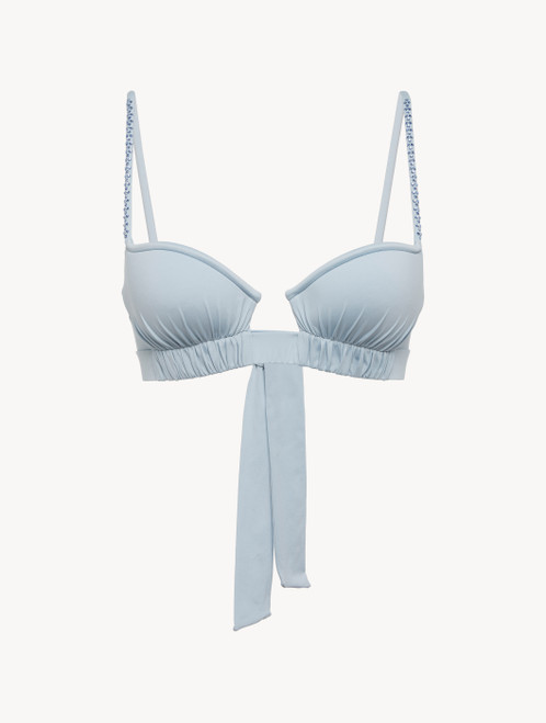 Bikini Top in azure blue with ruched cups_1