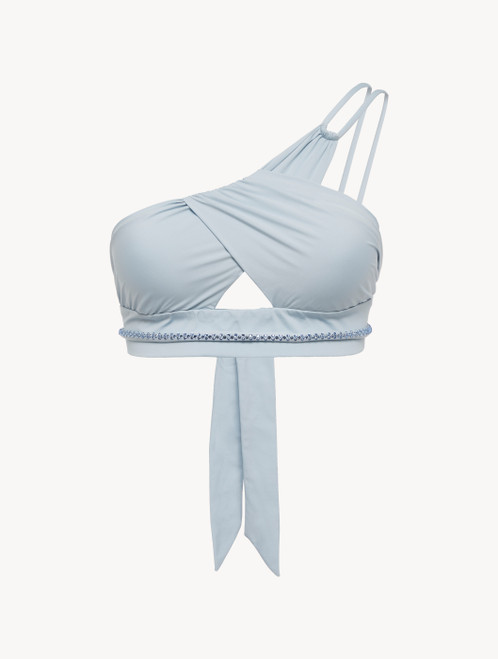 Asymmetric Bikini Top in azure blue_4