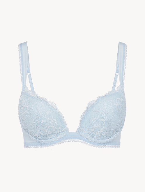 Push-up Bra in blue Lycra with Leavers lace_3