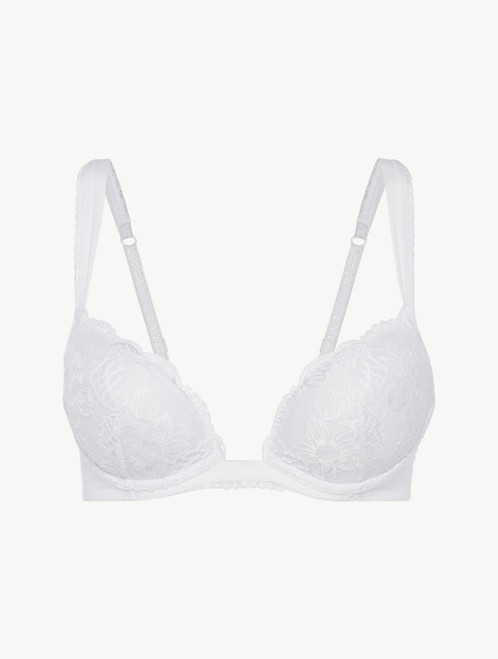 Push-up Bra in white Lycra with Leavers lace_0