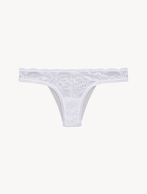 Brazilian Brief in white Lycra with Leavers lace_0