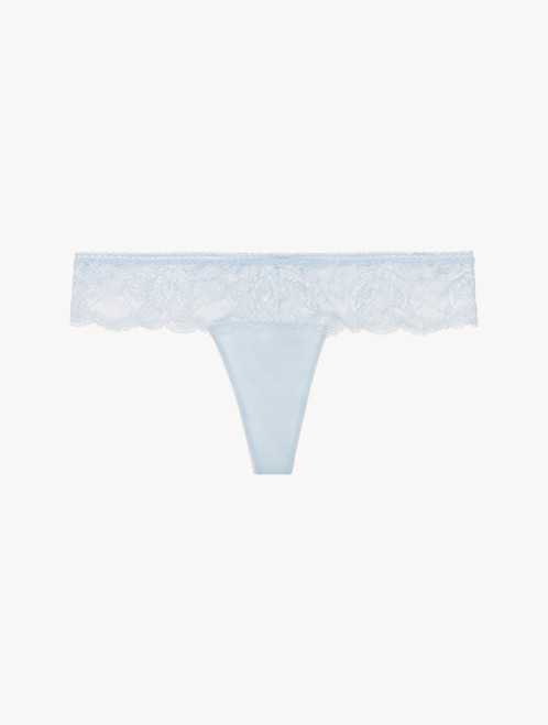 Thong in blue Lycra with Leavers lace_3