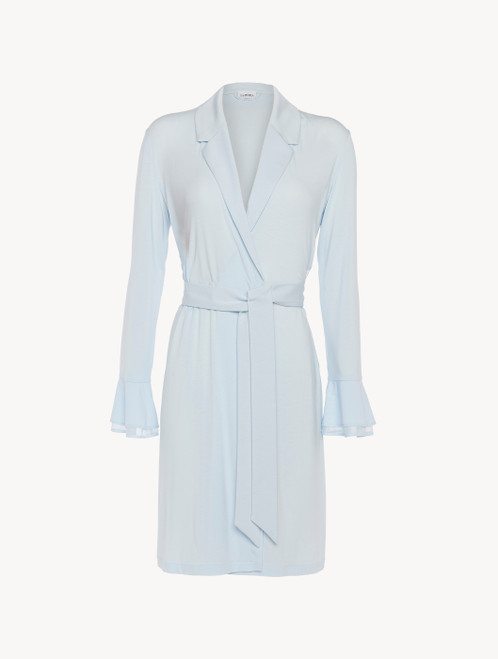 Robe in blue modal stretch with Leavers lace_3
