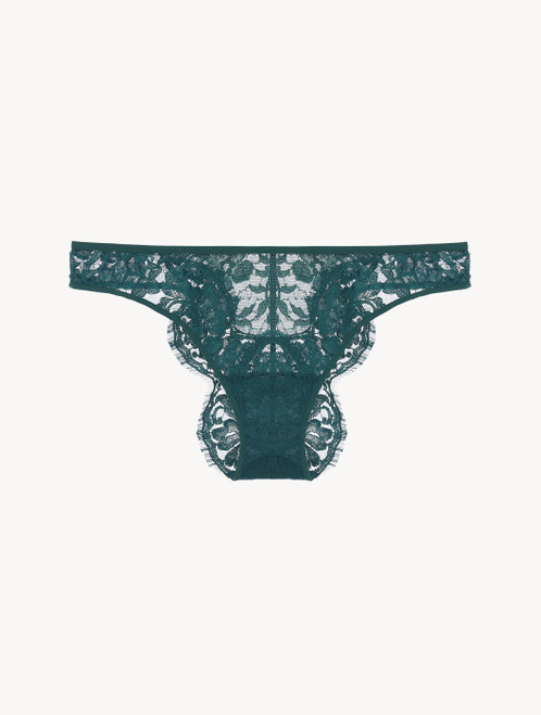 Brazilian brief in dark green Leavers lace_0