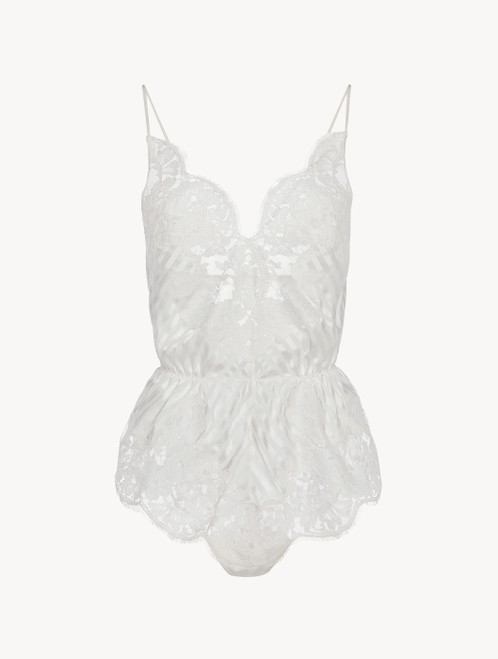 Playsuit in off-white silk with Leavers lace_4
