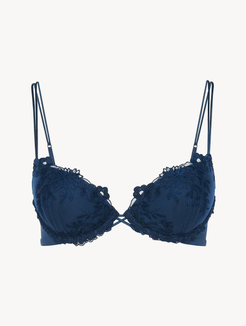 Push-up Bra in blue Lycra with embroidered tulle_4
