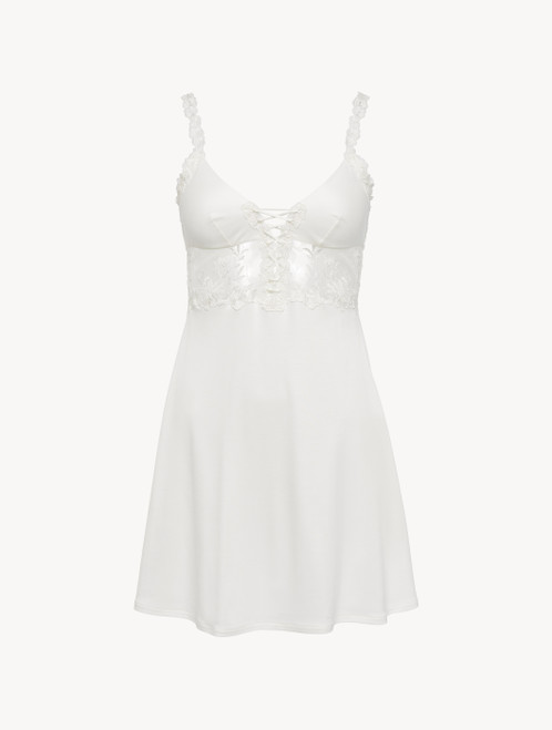 Slip Dress in off-white modal with embroidered tulle_6