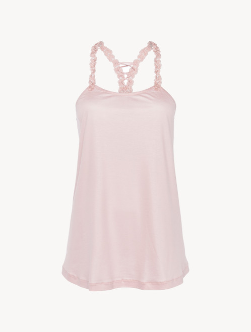 Camisole in pink modal with embroidered tulle_1