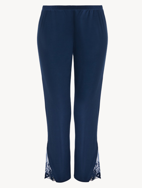 Trousers in blue modal with embroidered tulle_3